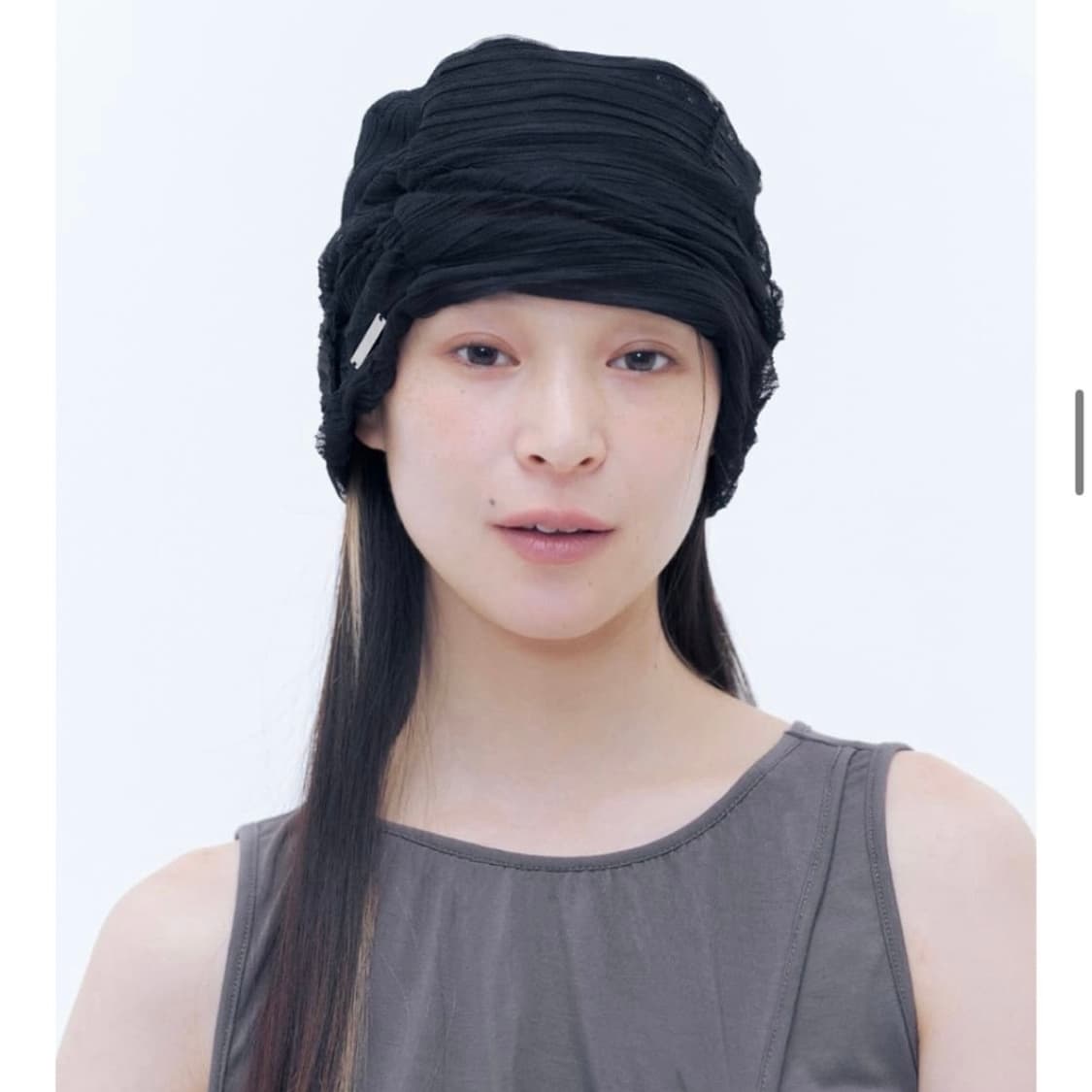 미세키서울 비니 Sheer turban beanie BLACK 상품이미지1