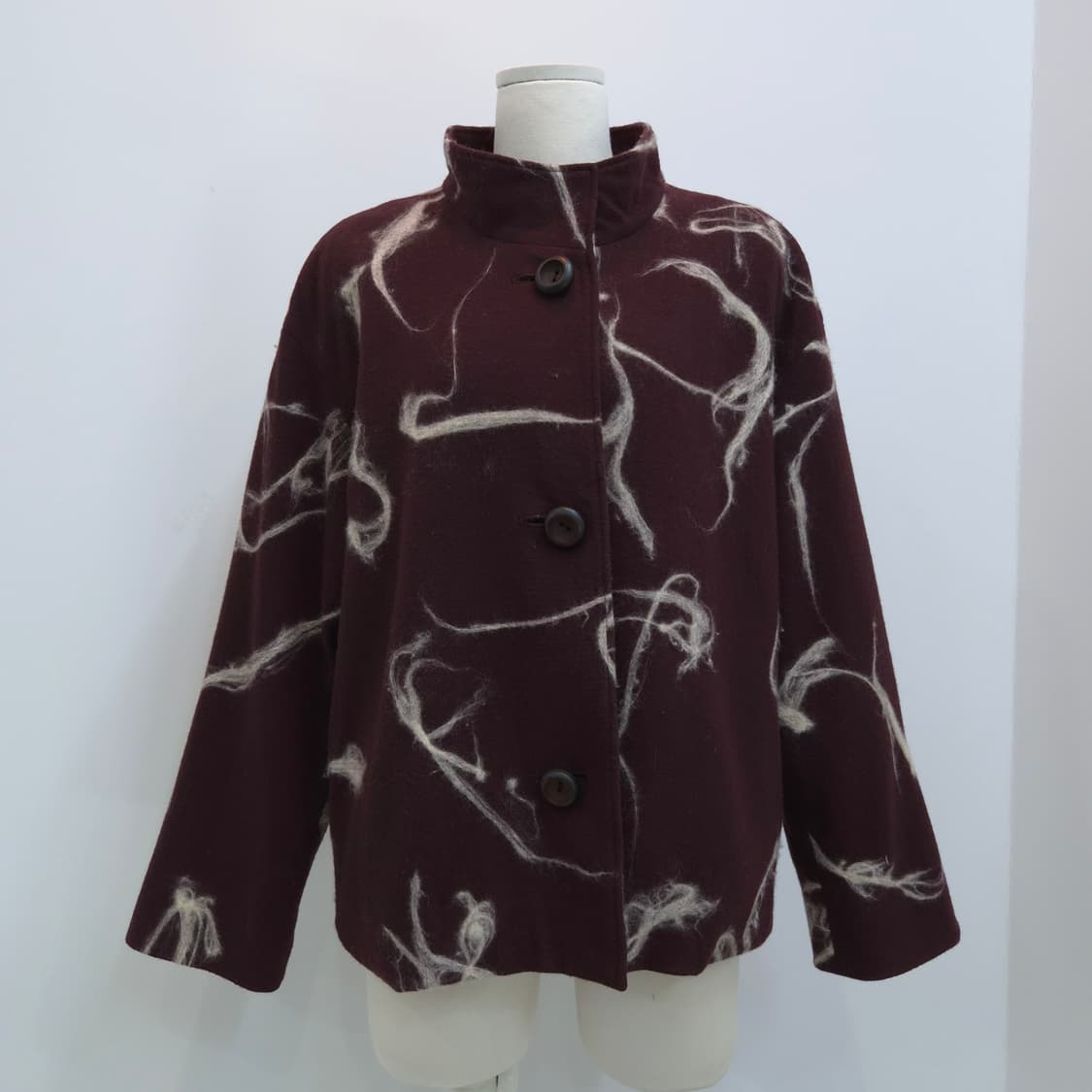 울 100% 와인 브라운 아트워크 자켓 상품이미지1