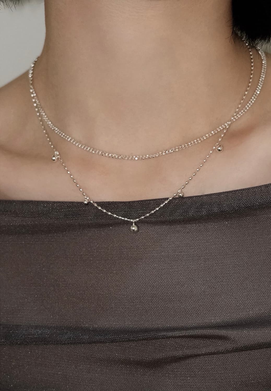 Two line ball necklace 상품이미지3