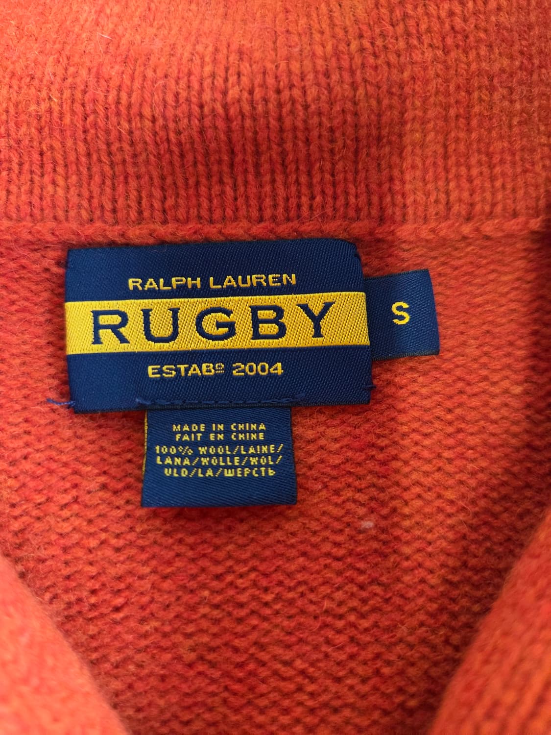 랄프로렌 럭비 숄카라 울 니트 오렌지 S 상품이미지5