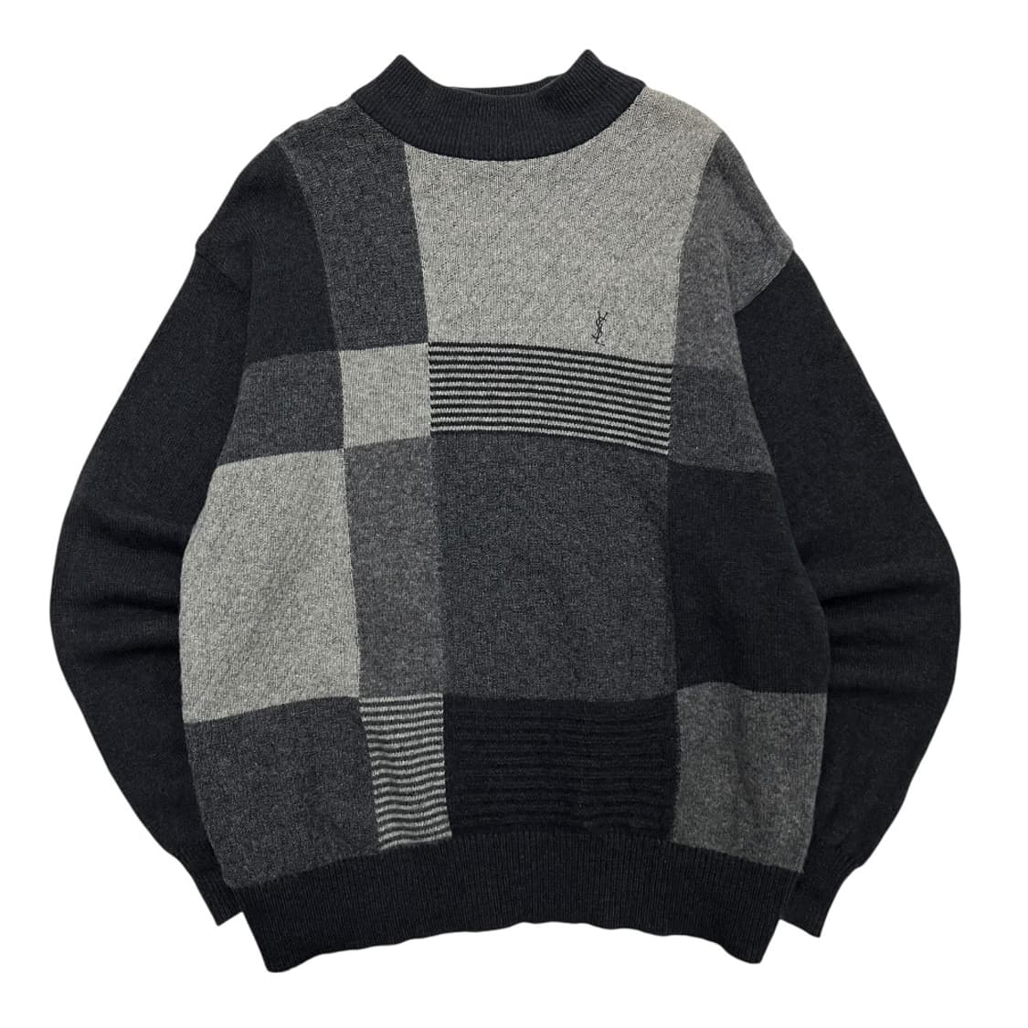 입생로랑 자수 멀티 배색 차콜 니트 95 상품이미지2