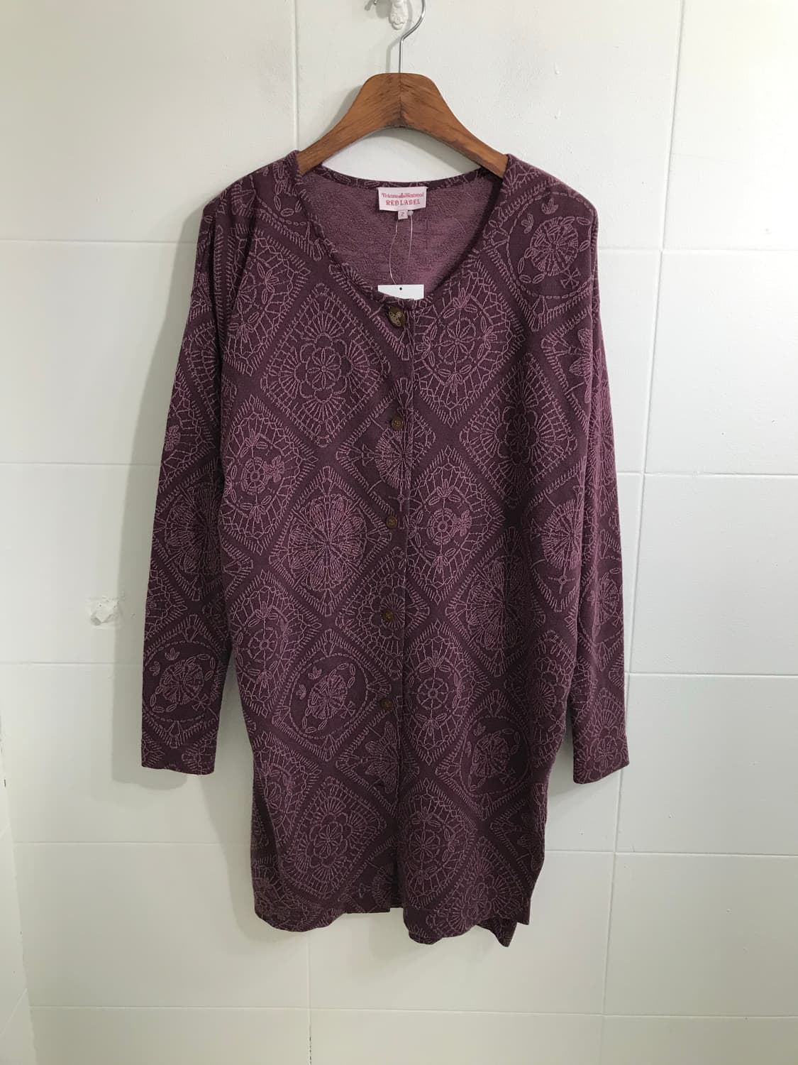 비비안웨스트우드 퍼플 레이스 자수 패턴 롱 가디건 상품이미지3