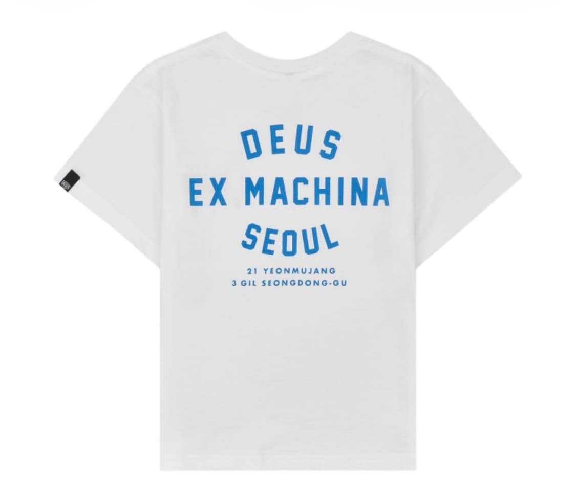 (키즈 13)데우스 엑스 마키나 컬리지 성수 티셔츠 화이트 미드나잇 블루 상품이미지2