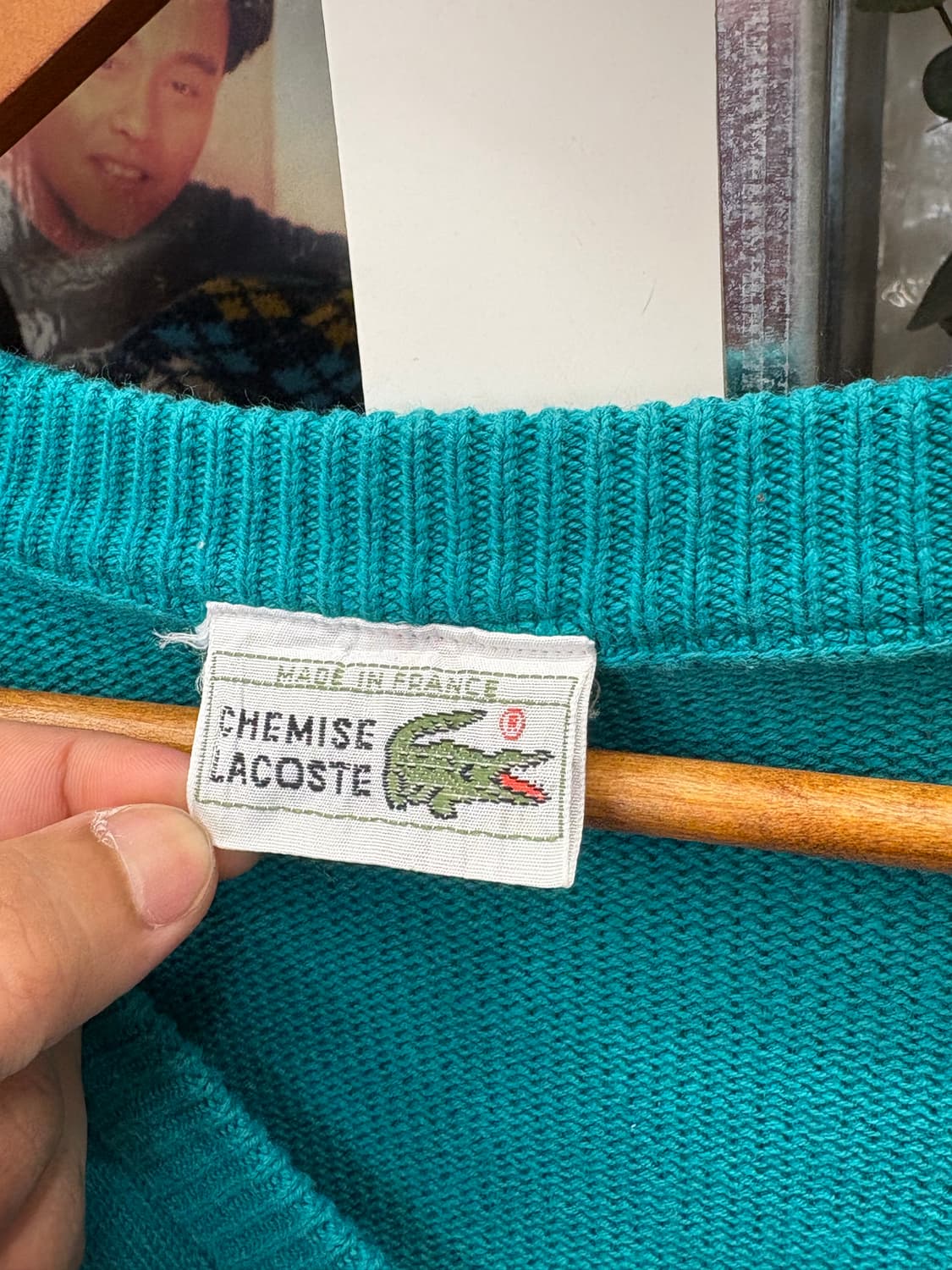 80s 프랑스 Lacoste 브이넥 코튼 니트 상품이미지2