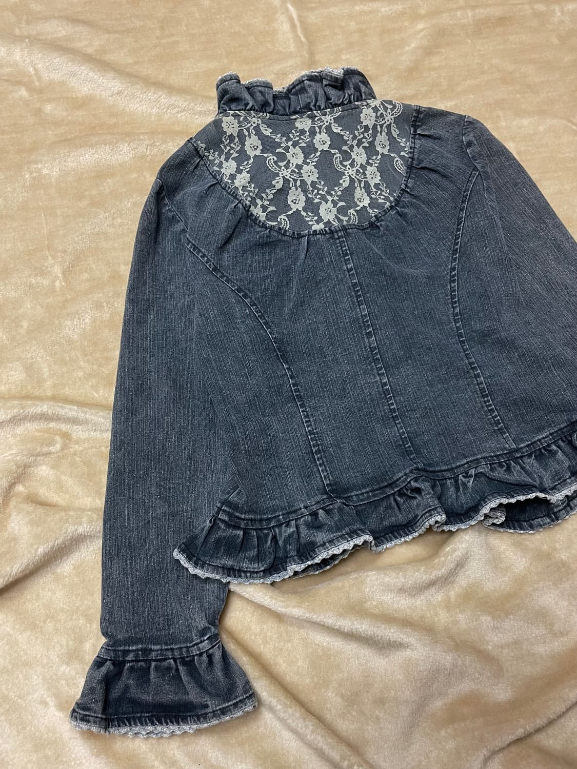 frill brooch denim jacket 상품이미지6