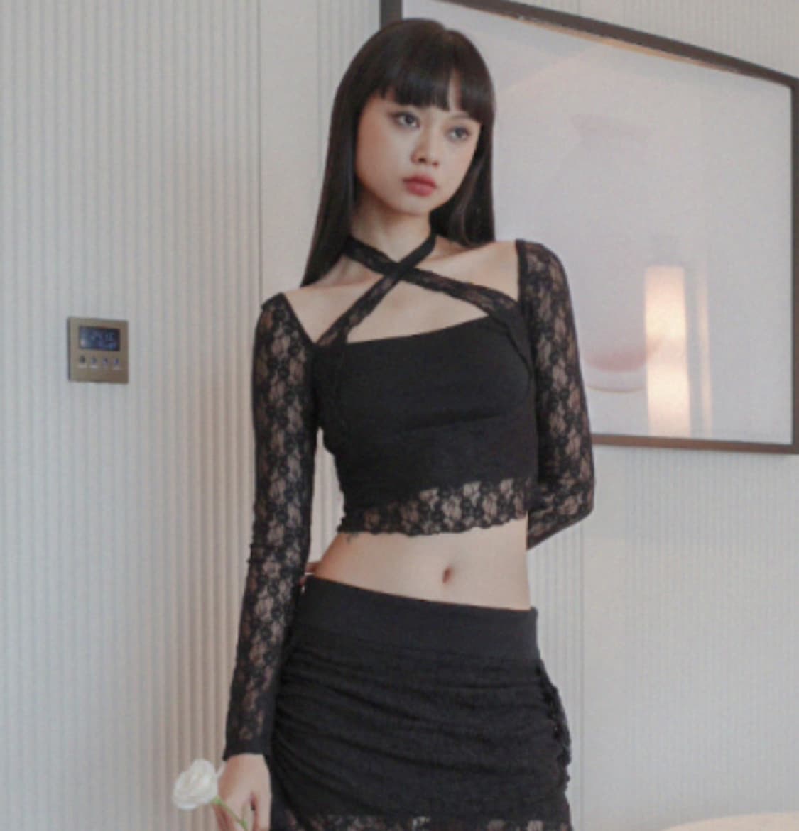 dryrose) X FLOWER LACE TOP (BK) 상품이미지1