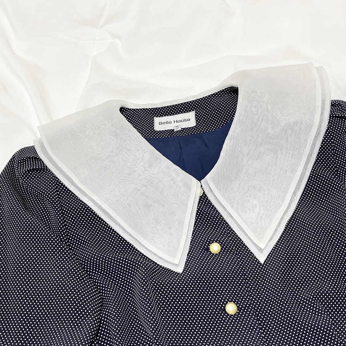 빈티지 ) 더블오간자카라 도트블라우스 자켓 상품이미지1