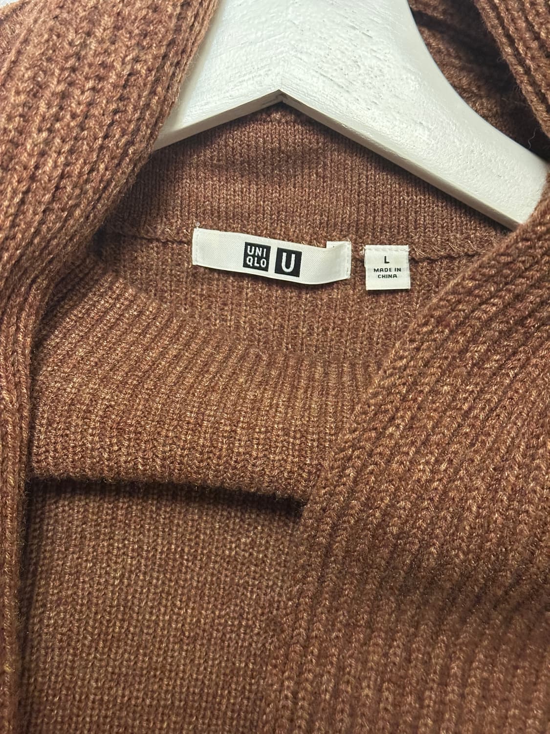 유니클로 U 르메르 모크넥 니트 원피스 M 브라운 머플러 세트 상품이미지5