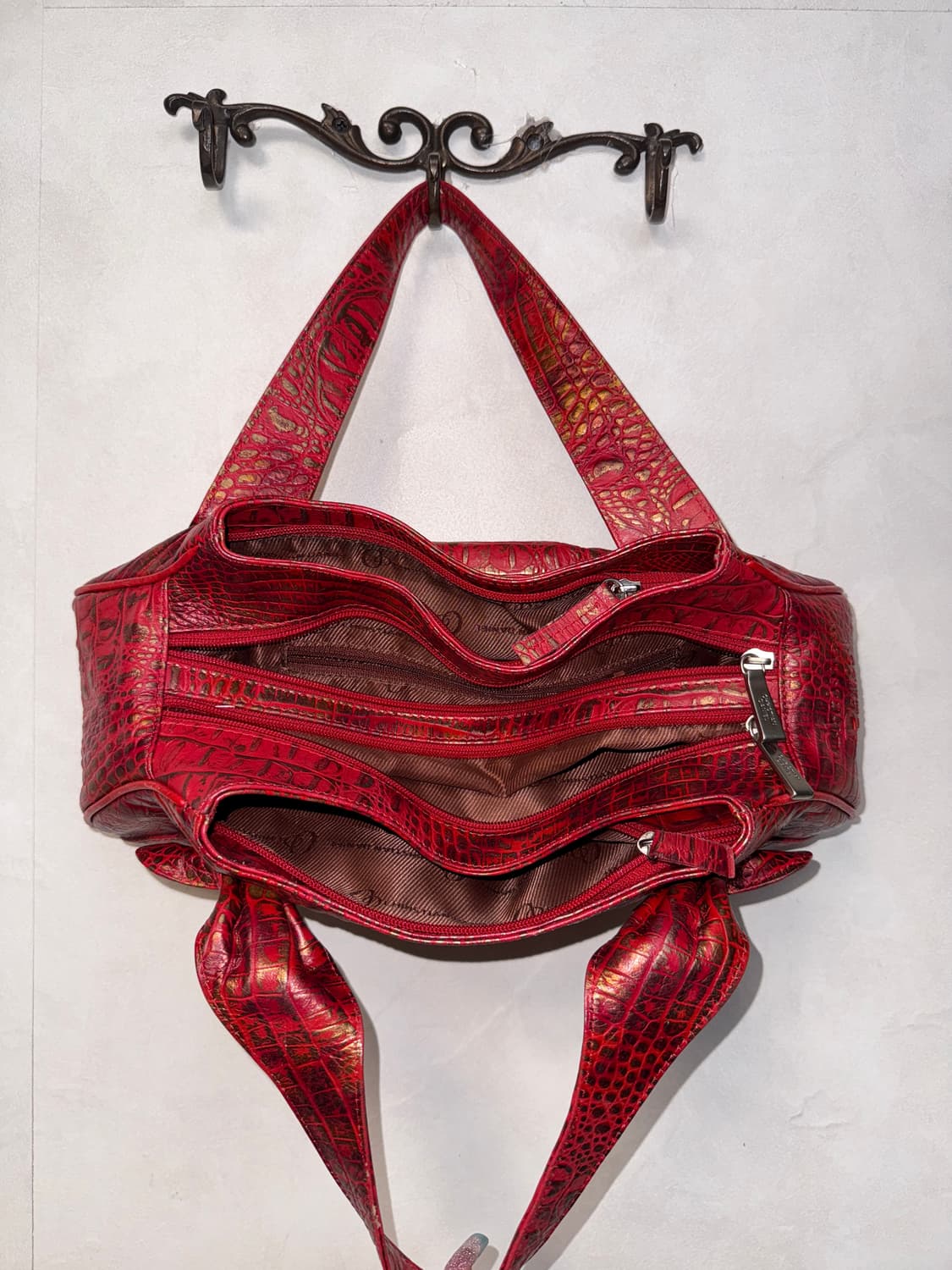 Metallic red gold python shoulder bag 상품이미지5