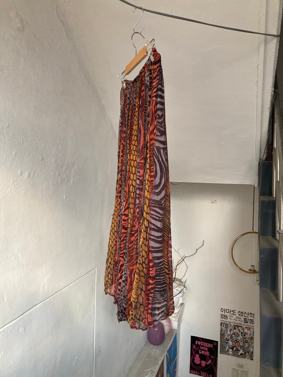 호피 실크 플리츠 롱 스커트 상품이미지5