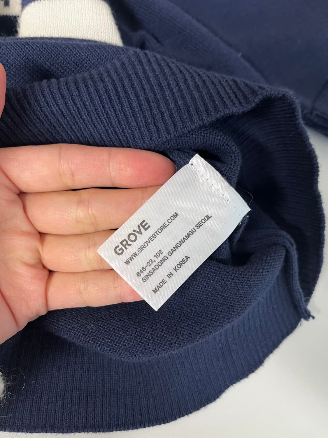 F) 그로브 GROVE 스트라이프 반팔 니트 네이비 상품이미지5