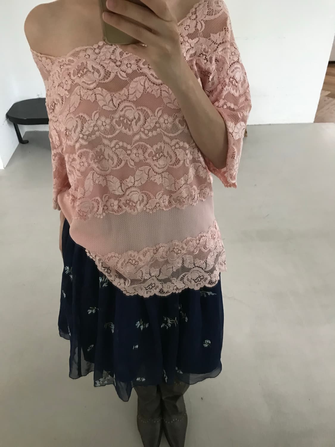 vintage pink lace top 상품이미지4