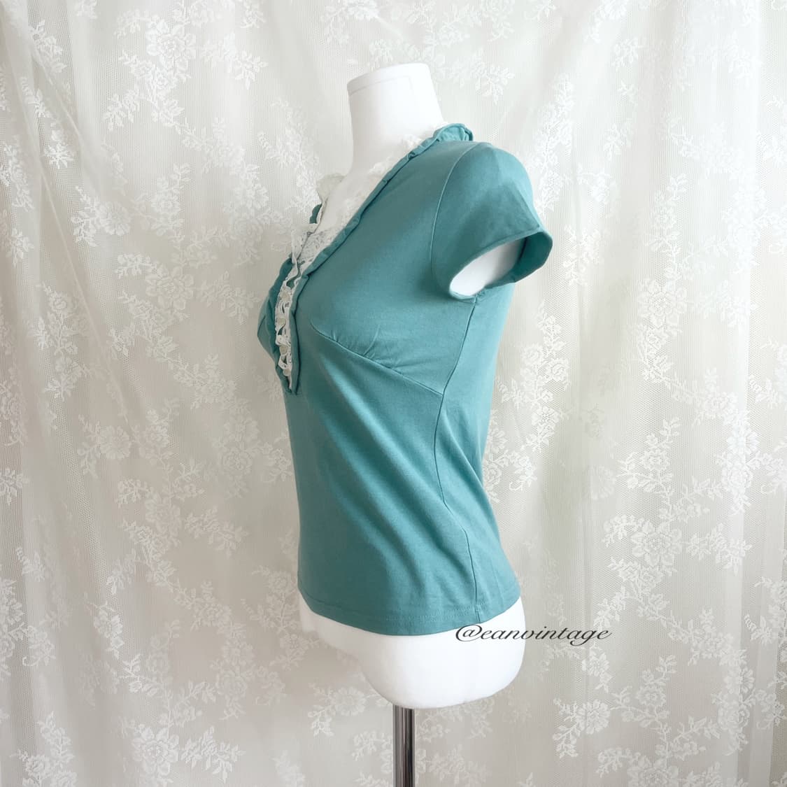 teal blue lace top 상품이미지3