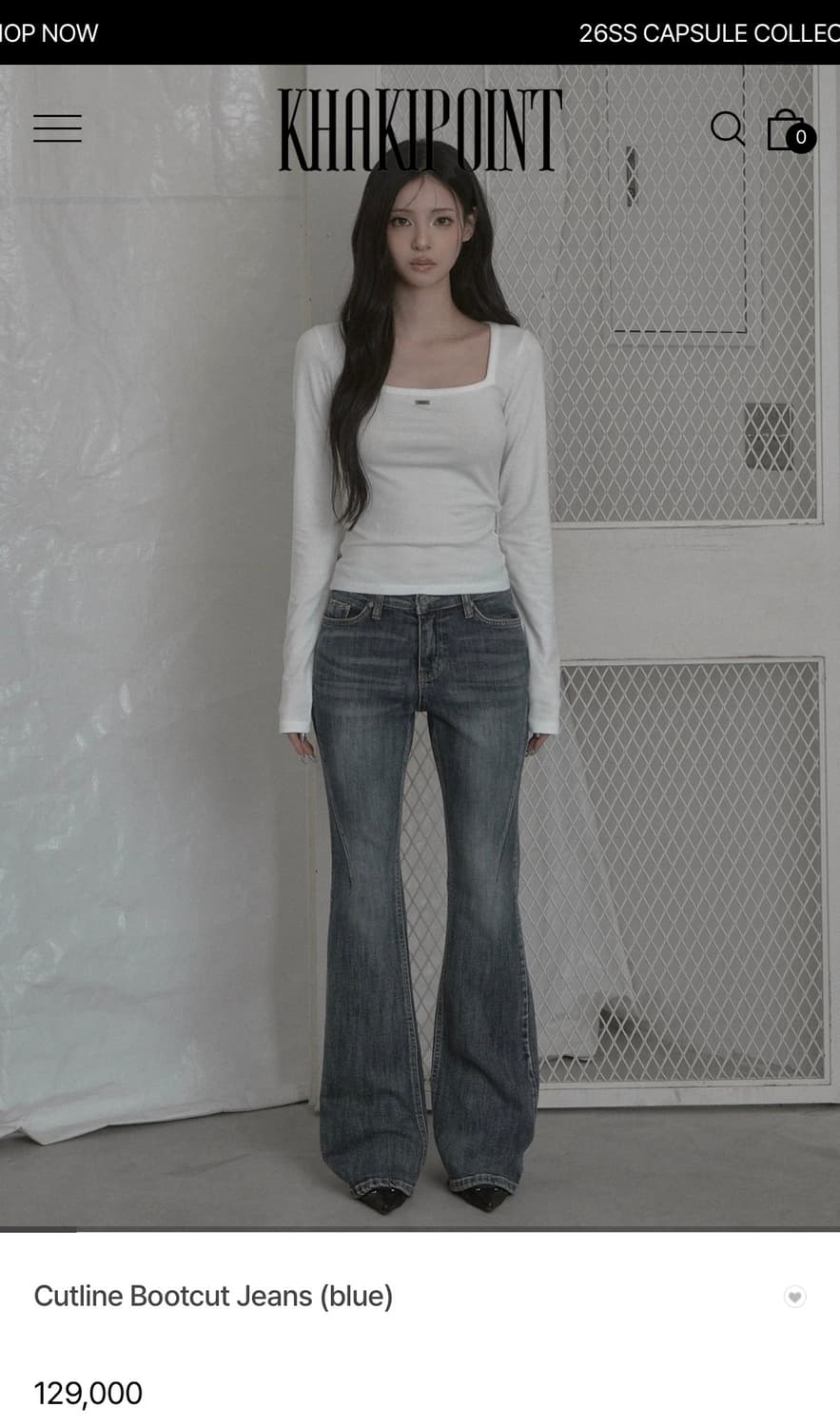 새상품) 카키포인트 컷아웃 부츠컷 데님 팬츠 택ㅇ 상품이미지3