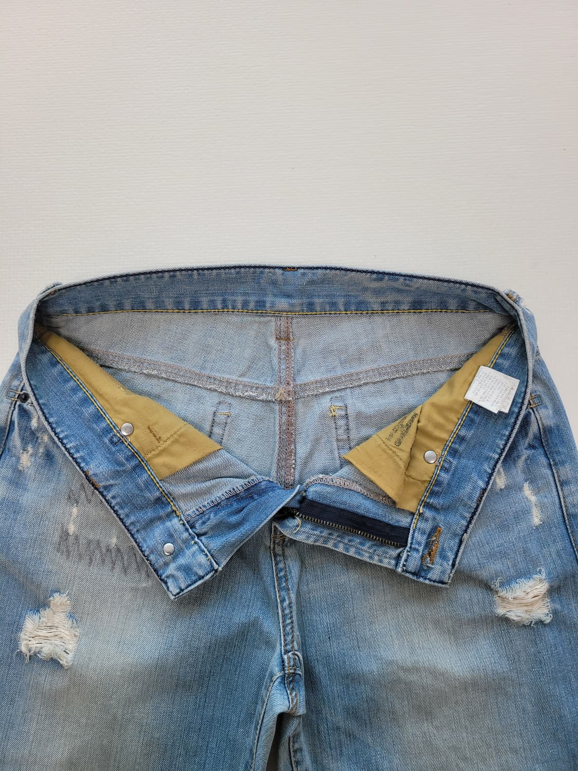 스파오 SPAO 남자 데미지 워싱 청바지 32 스카이블루 상품이미지5