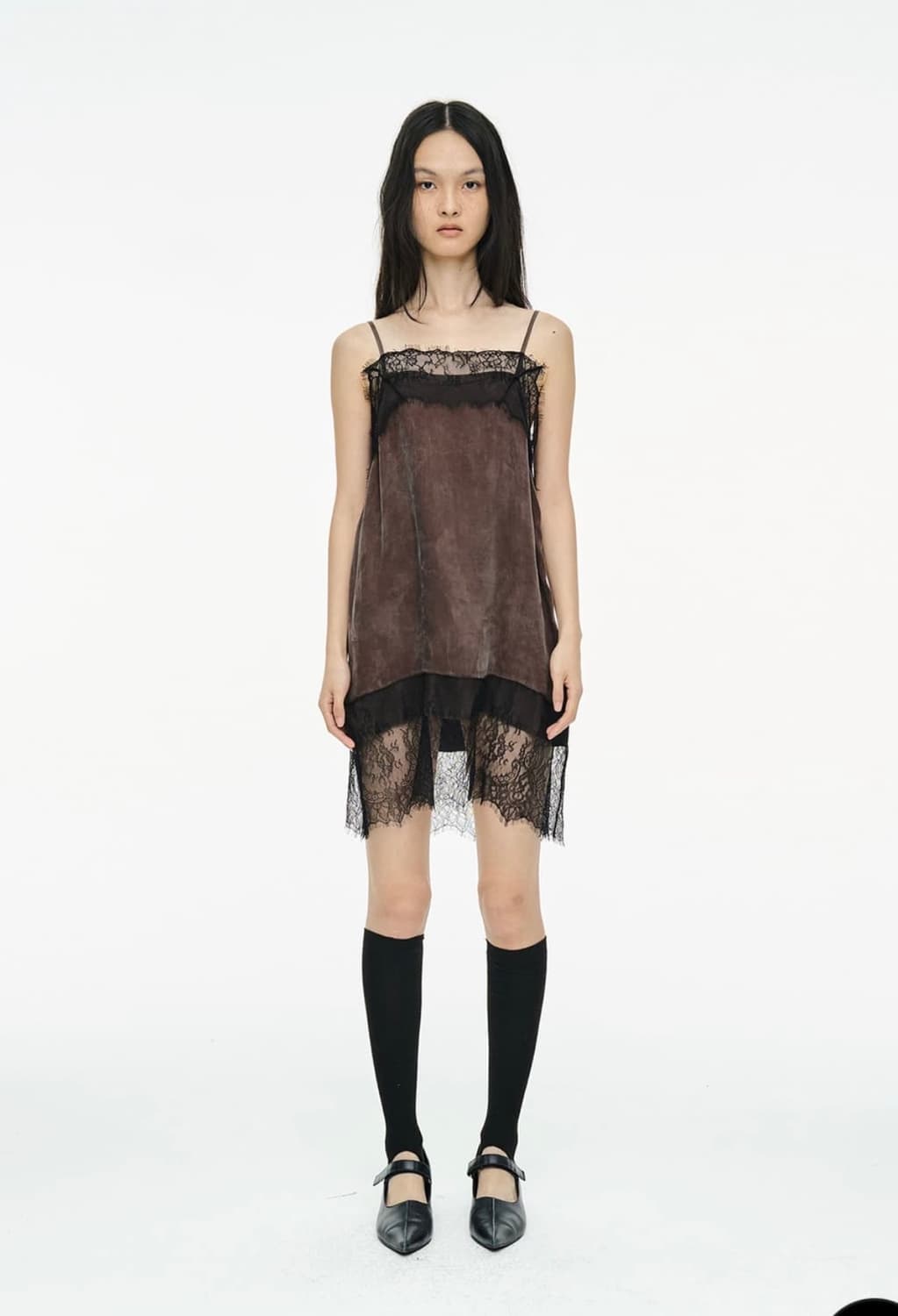 새상품) 세릭 레이스 슬립 드레스 브라운 상품이미지1