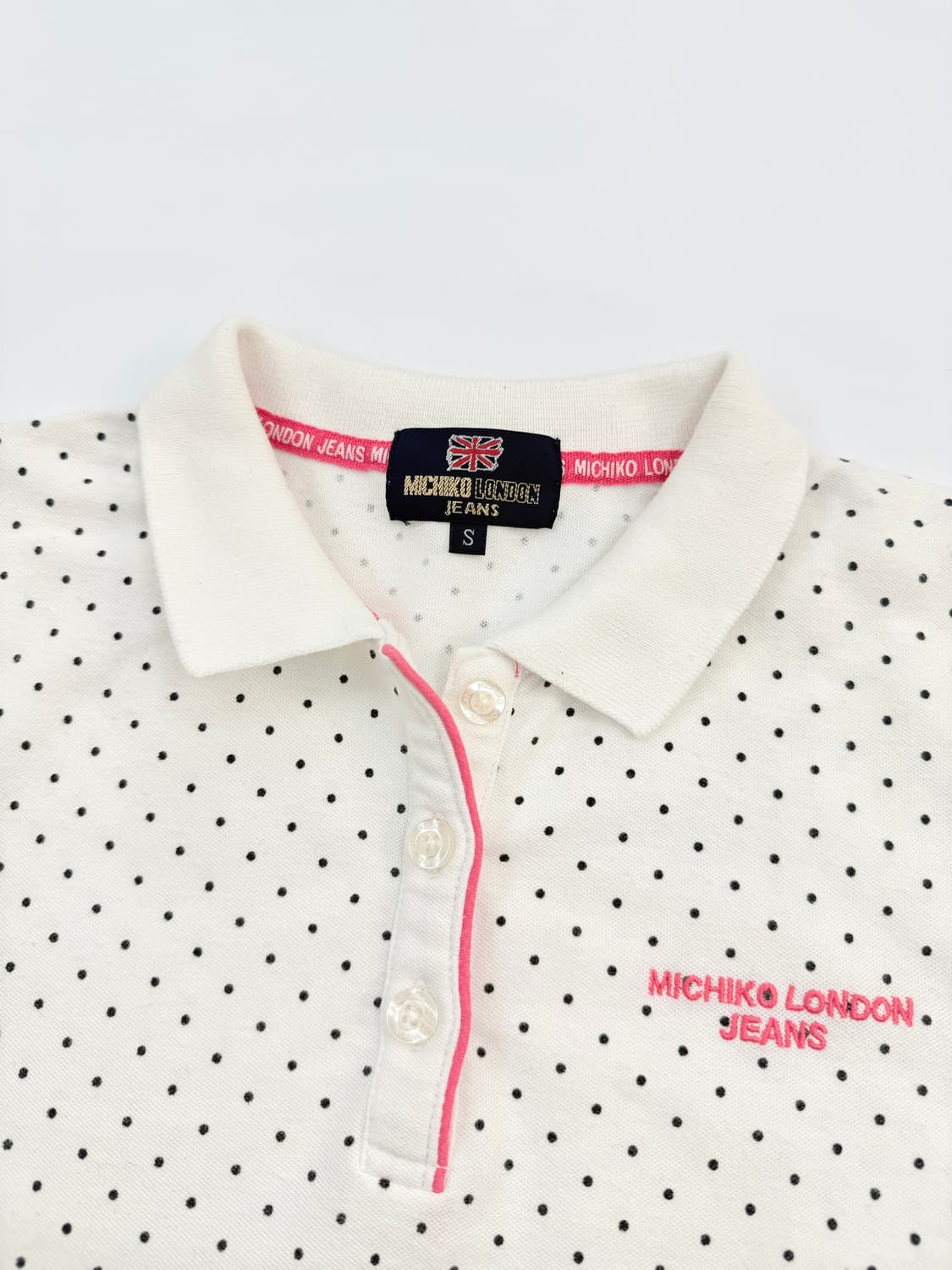 빈티지 MICHIKO LONDON 핑크 도트 카라티 상품이미지3