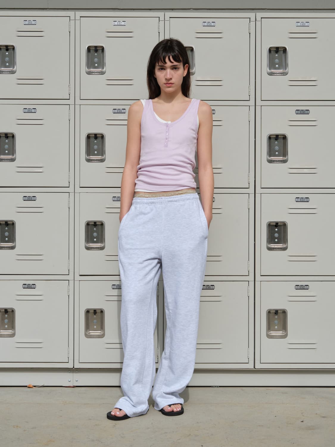 Sleeveless Henry Henley Tee (Light Pink) 상품이미지7