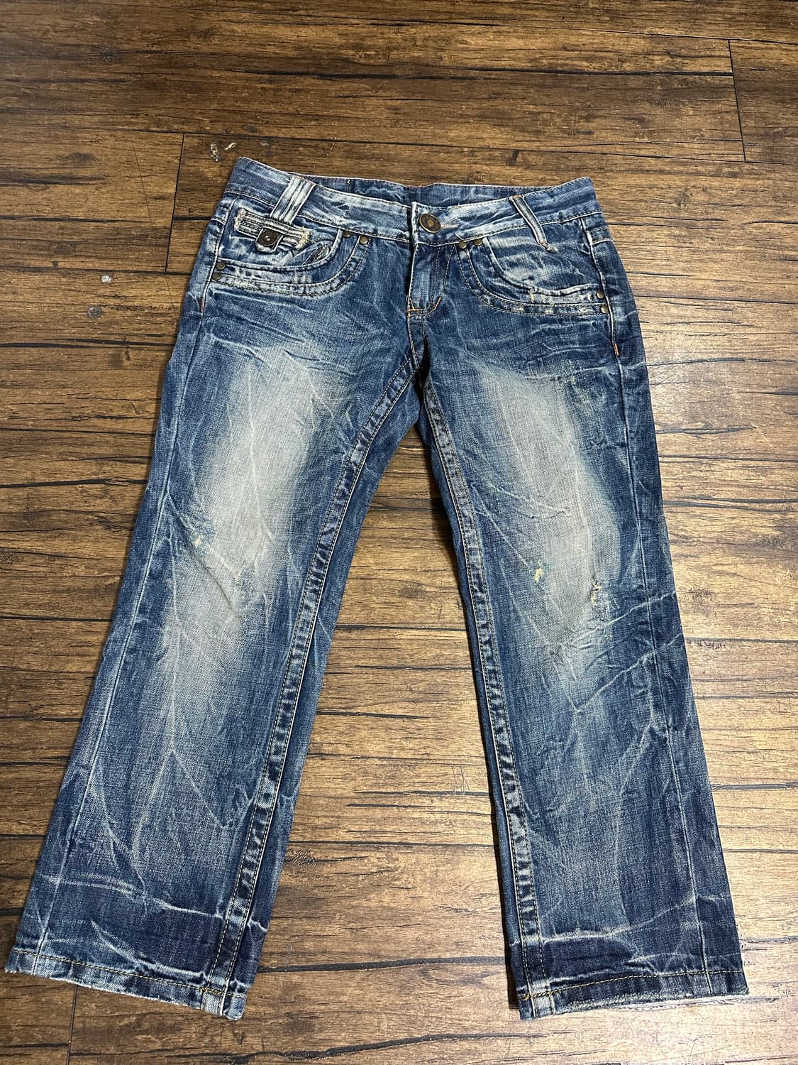 Y2K Lolita denim 워싱 7부 데님팬츠 28사이즈 상품이미지2
