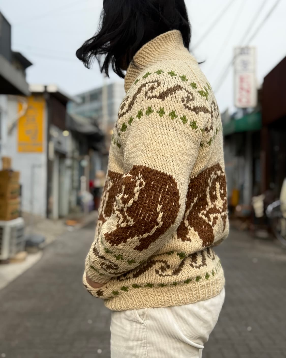 90-00‘s 인디오 코알라 & 알라스카 베어 패턴 코위찬 스웨터 M 상품이미지8