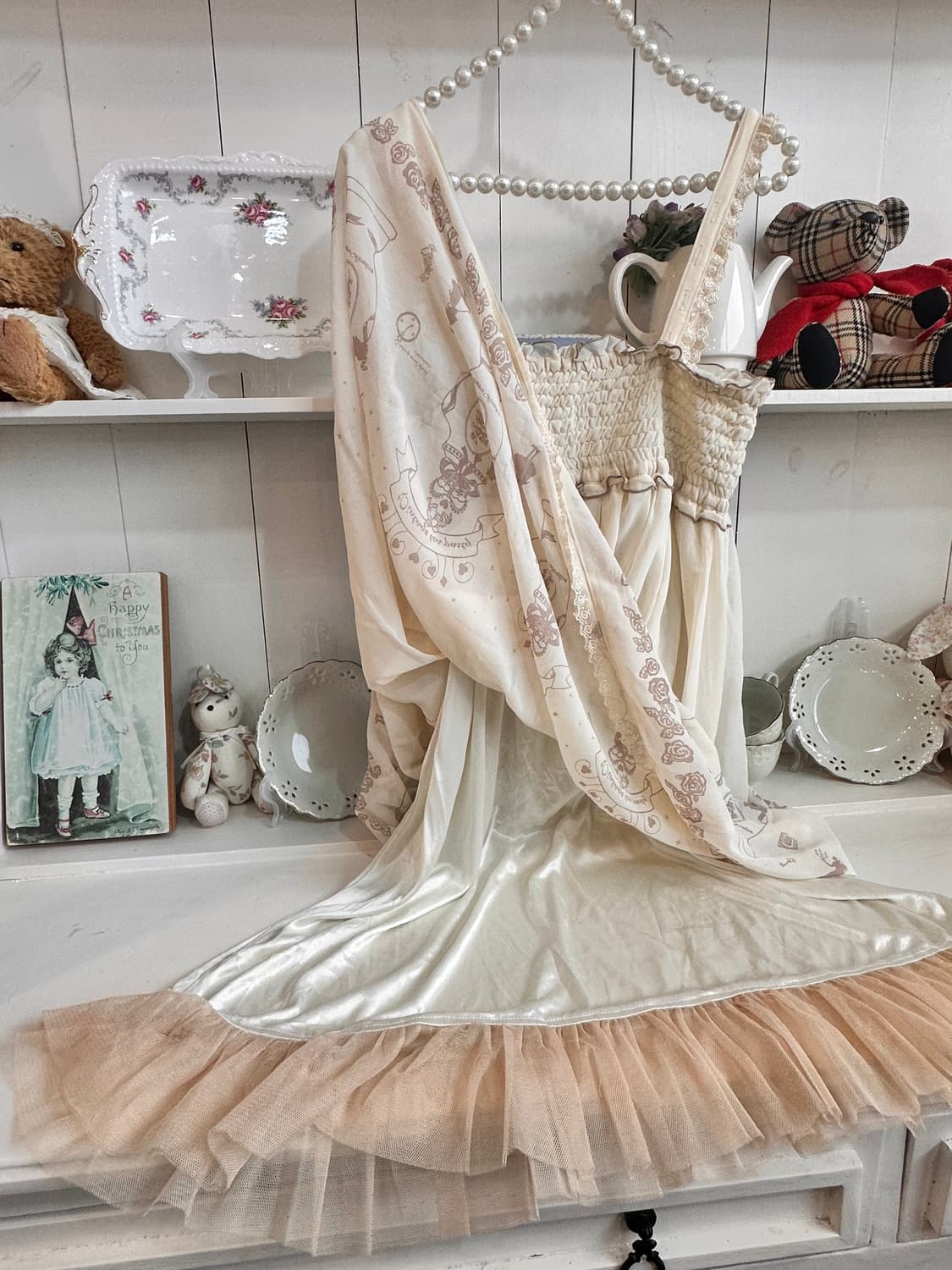 애로우) 크림 로맨틱 스모킹 원피스 상품이미지6