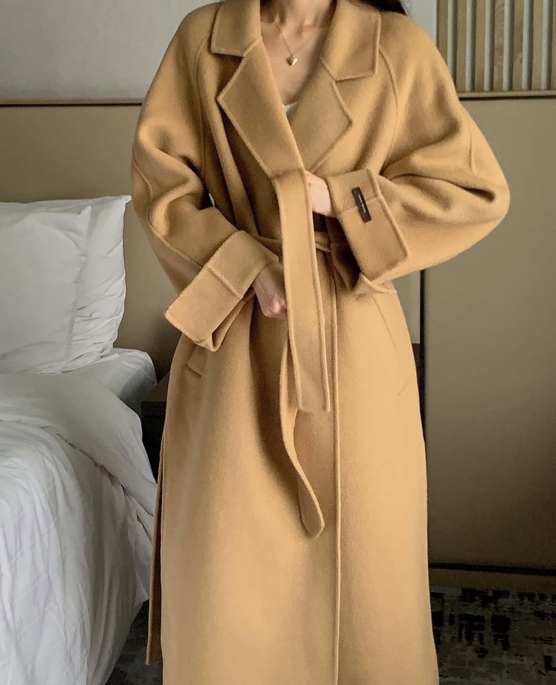 쏭라벨 베라 롱코트 카멜 아담 울 100 상품이미지3