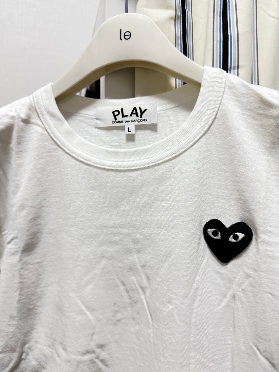 (W) 플레이 꼼데가르송 블랙 하트 롱슬리브 티셔츠 화이트 L사이즈 상품이미지1