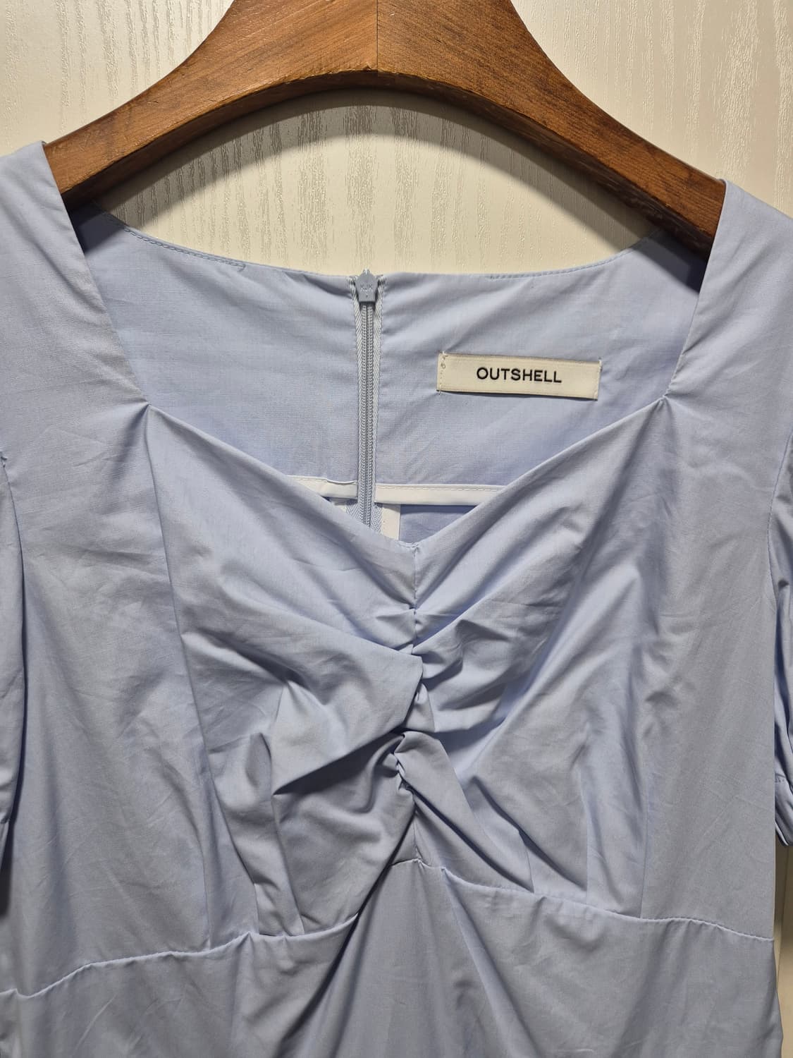 (세일)(새상품)아웃쉘 퍼프소매 캉캉 롱 원피스 하늘색 상품이미지5