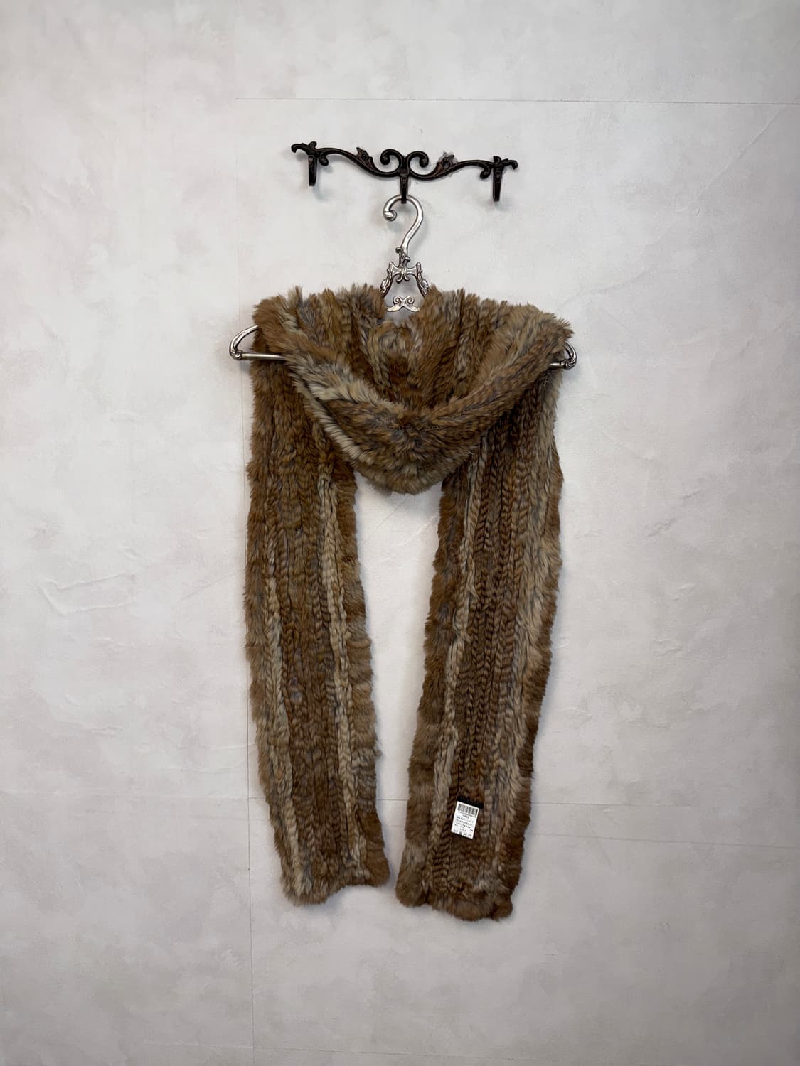Valencia brown rabbit fur hood muffler 상품이미지1