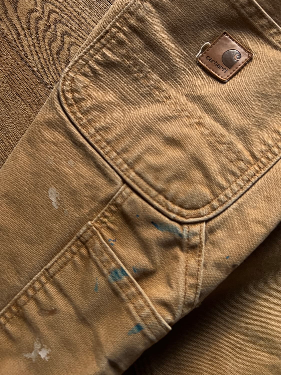 [32]칼하트 USA 덩가리핏 빈티지 페인팅 브라운 싱글니 워크 팬츠 상품이미지8