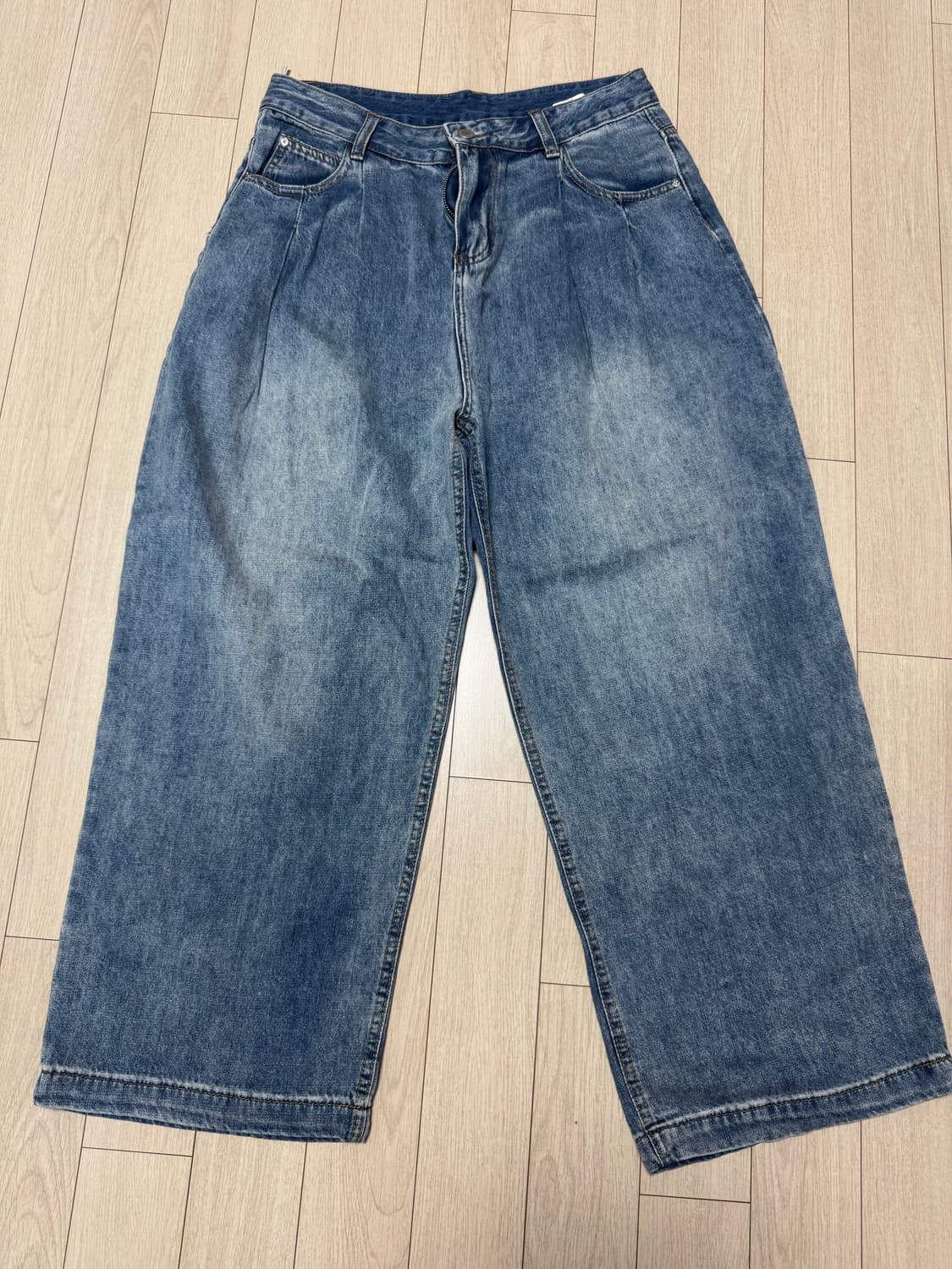 워싱 데님 와이드 팬츠 상품이미지1