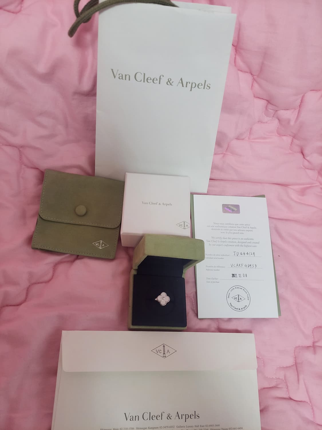 정품)급처3번착용!반클리프 빈티지 알함브라 마더오브펄 다이아1P 링 반지 상품이미지2