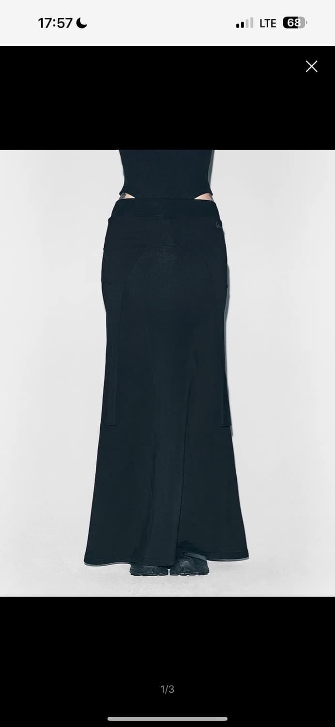 STRAP-LAYERED MAXI SKIRT BLACK 상품이미지1
