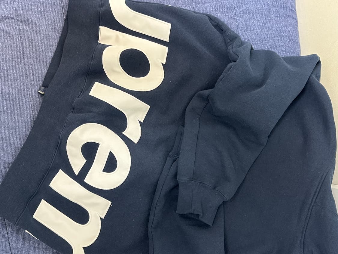 25ss 슈프림 빅로고 후드 집업 네이비 M 상품이미지9