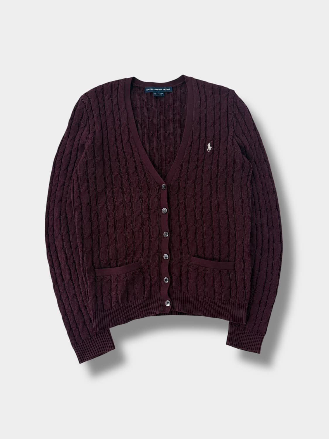 폴로 랄프로렌 딥버건디 코튼 꽈배기 니트 가디건 상품이미지1