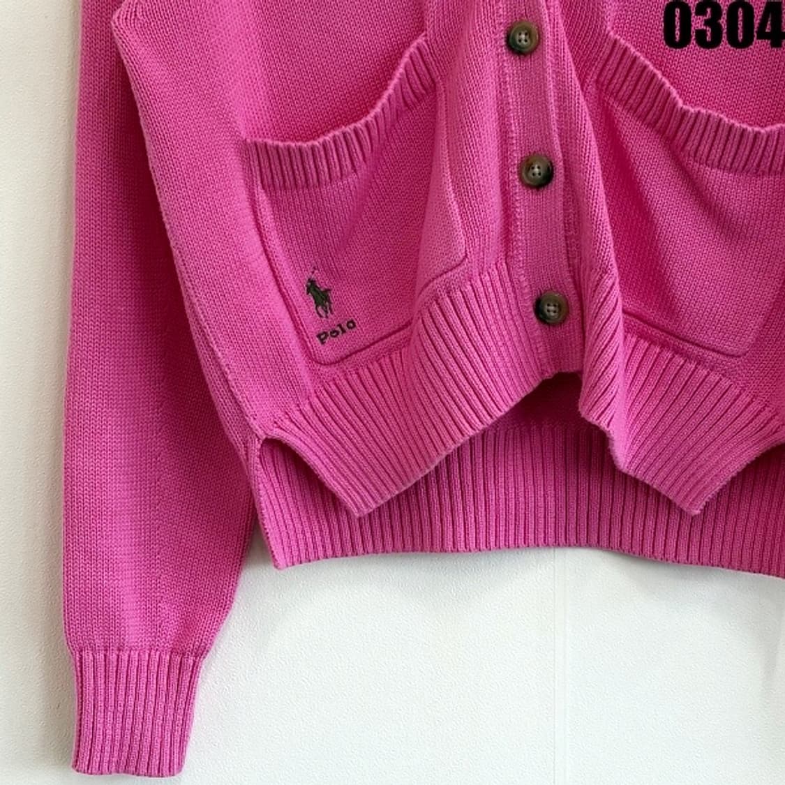폴로 랄프로렌 코튼 니트 가디건 S 핑크 신형 택 0304  상품이미지3