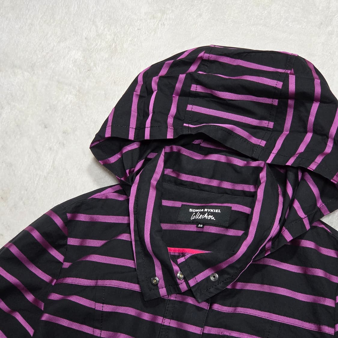 일본 빈티지 퍼플 스트라이프 후드 자켓 상품이미지2