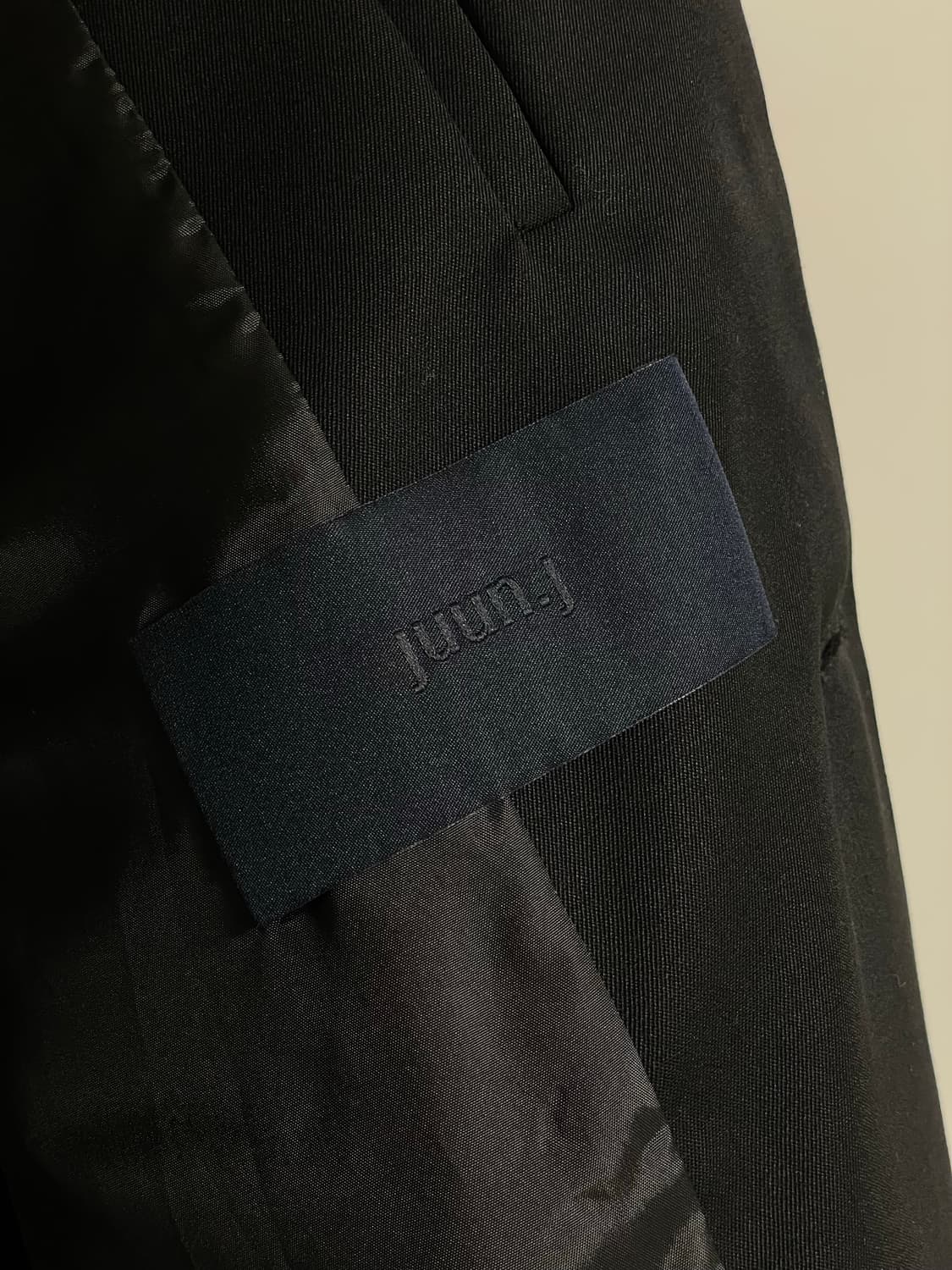 (46) 준지 블랙 화섬 레이어드 싱글 울코트 상품이미지5