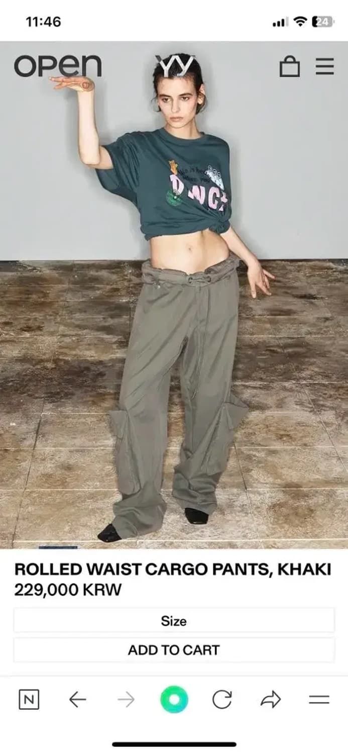 rolled waist cargo pants, khaki 상품이미지2