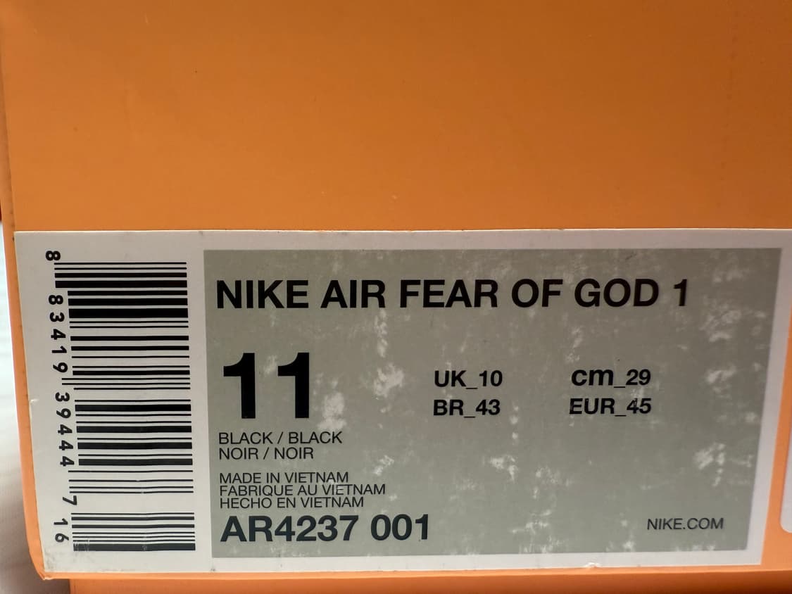 [290] 에어 피어오브갓 1 블랙 상품이미지3