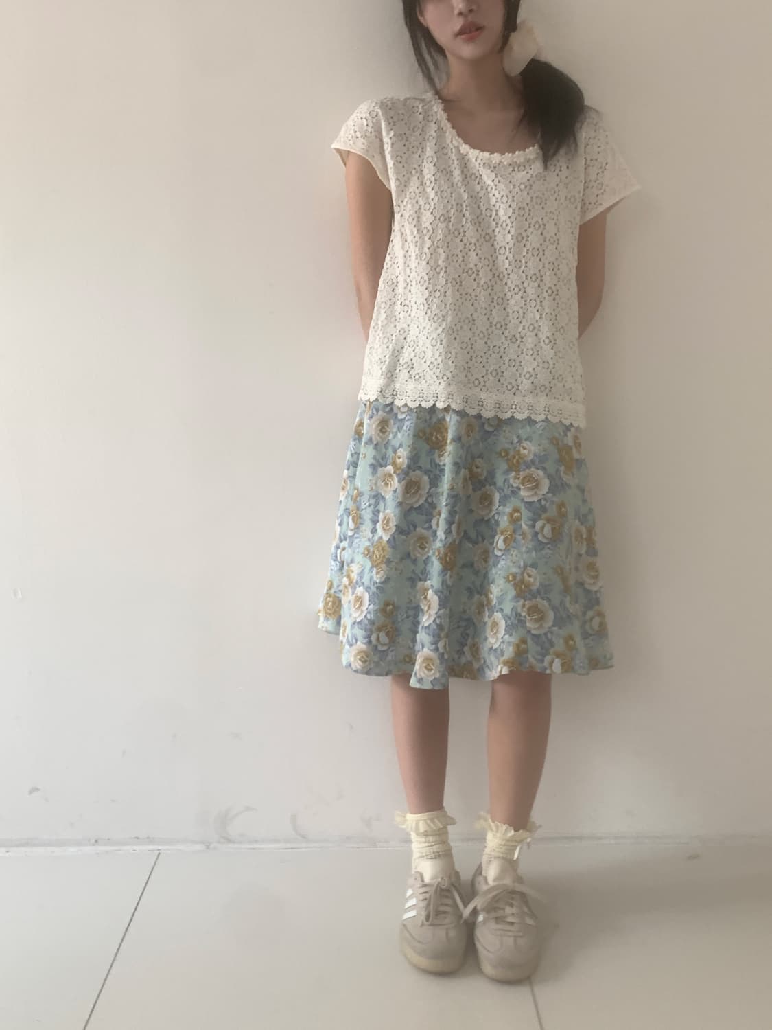 Floral long skirt(mint) 상품이미지6