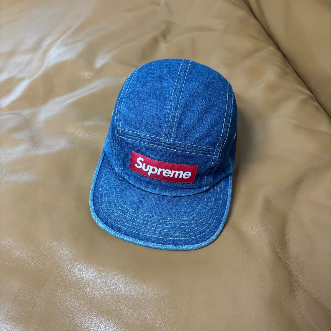 슈프림 캠프캡 모자 박스로고 워시드 데님 상품이미지1