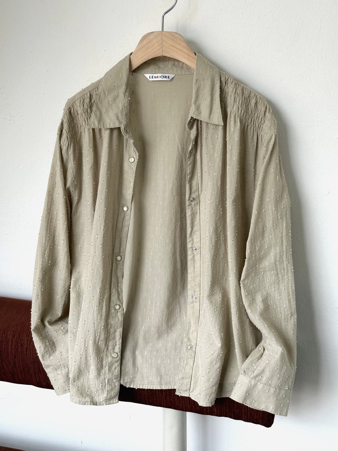 Design nep fabric shirred blouse shirt 상품이미지3