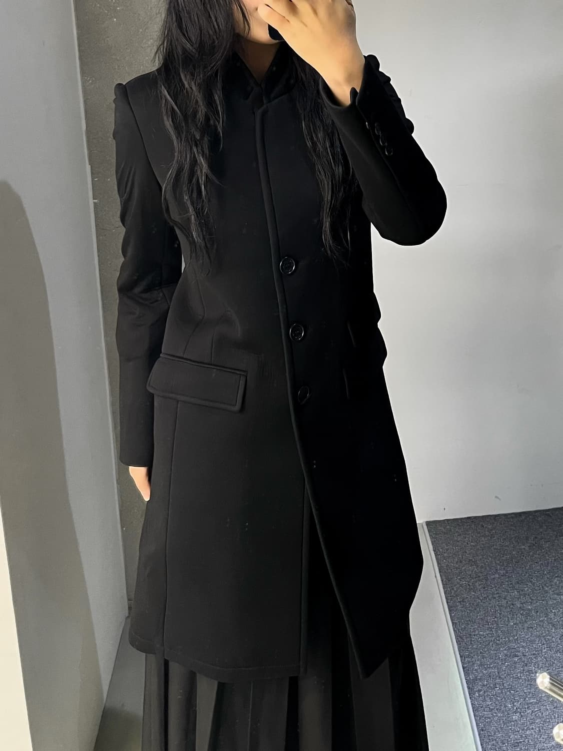 닐바렛 스탠드 카라 비스코스 코트 상품이미지2