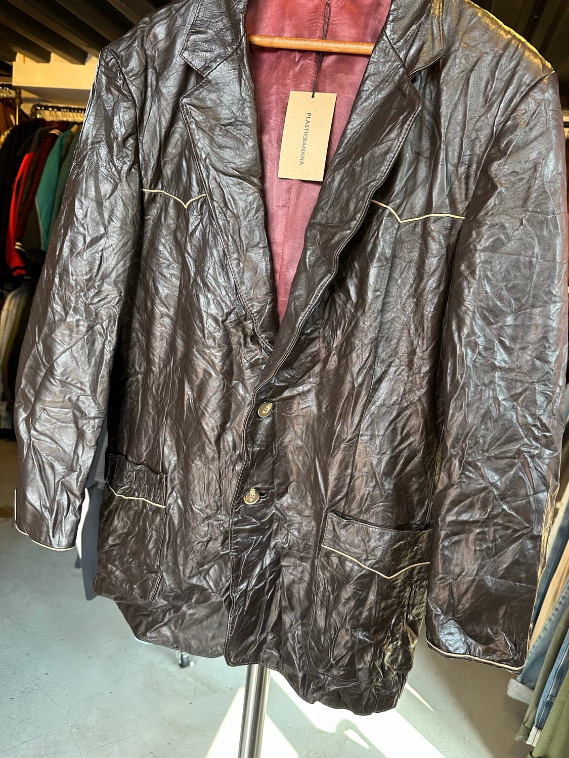 90s 리얼 레더 웨스턴 레더 블레이져 자켓 상품이미지4