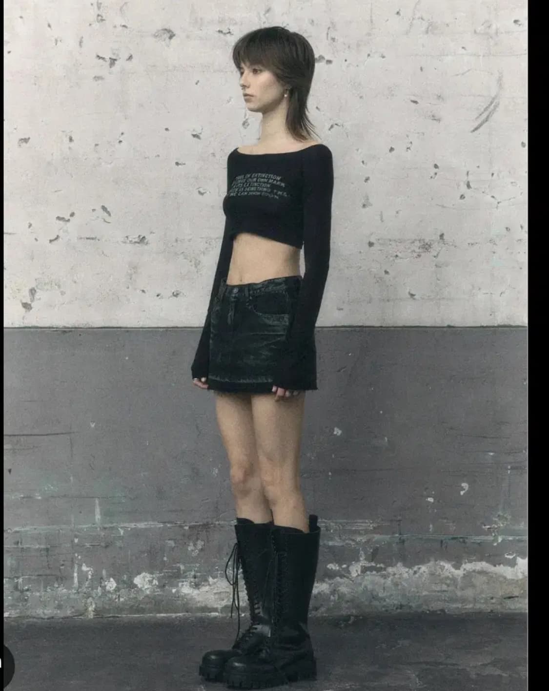 (새거) 보헤미안서울 화이트 코티드 엠보 데님 미니스커트 보헴서 L 상품이미지3