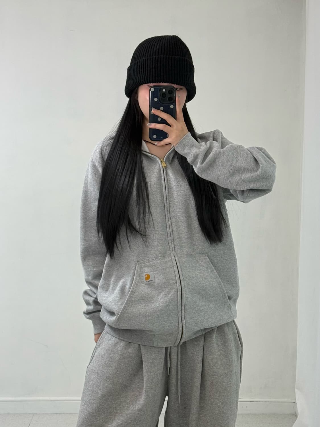 칼하트 그레이 기모 후드집업 상품이미지1