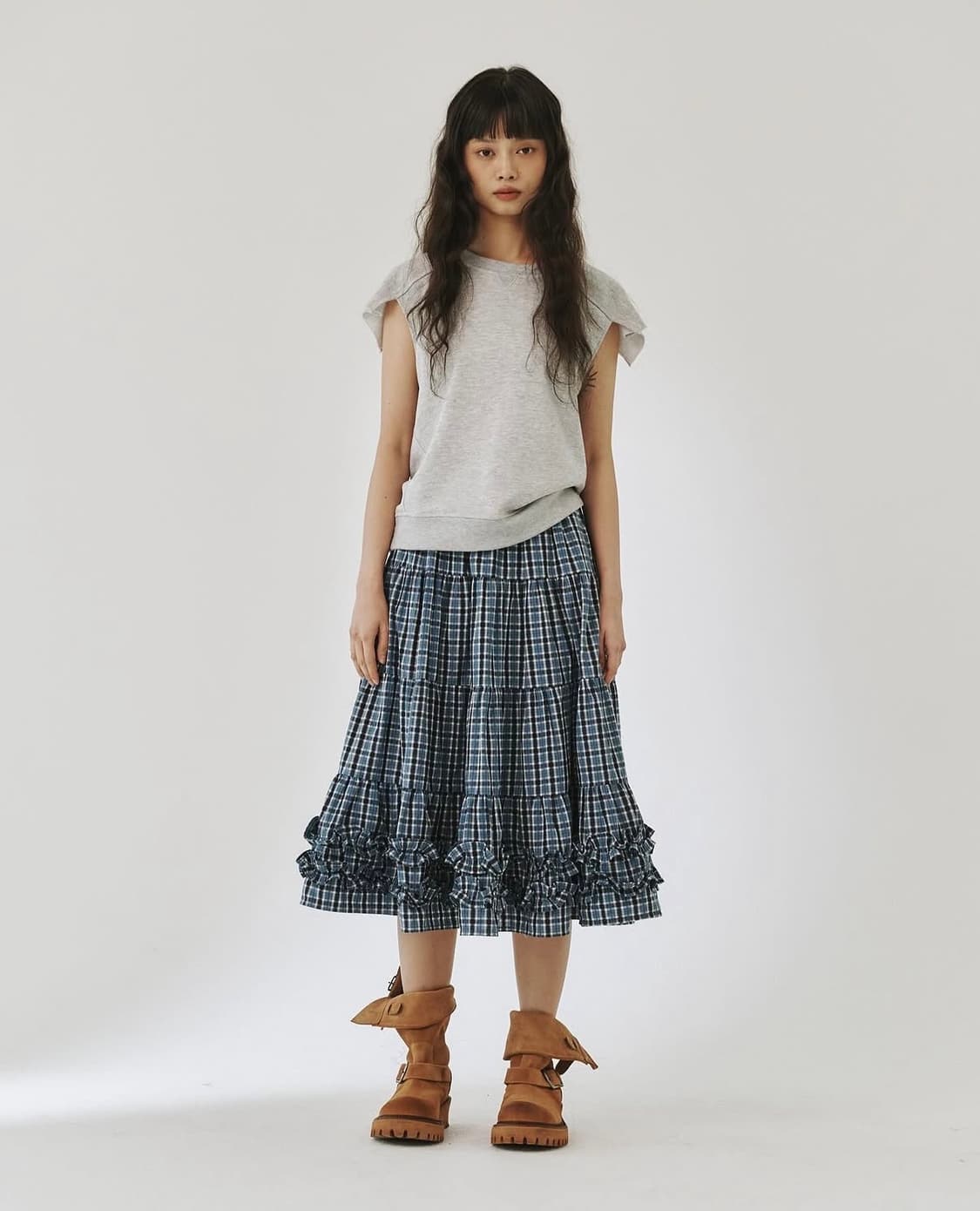 플리즈프로젝트 체크 프릴 스커트 상품이미지2