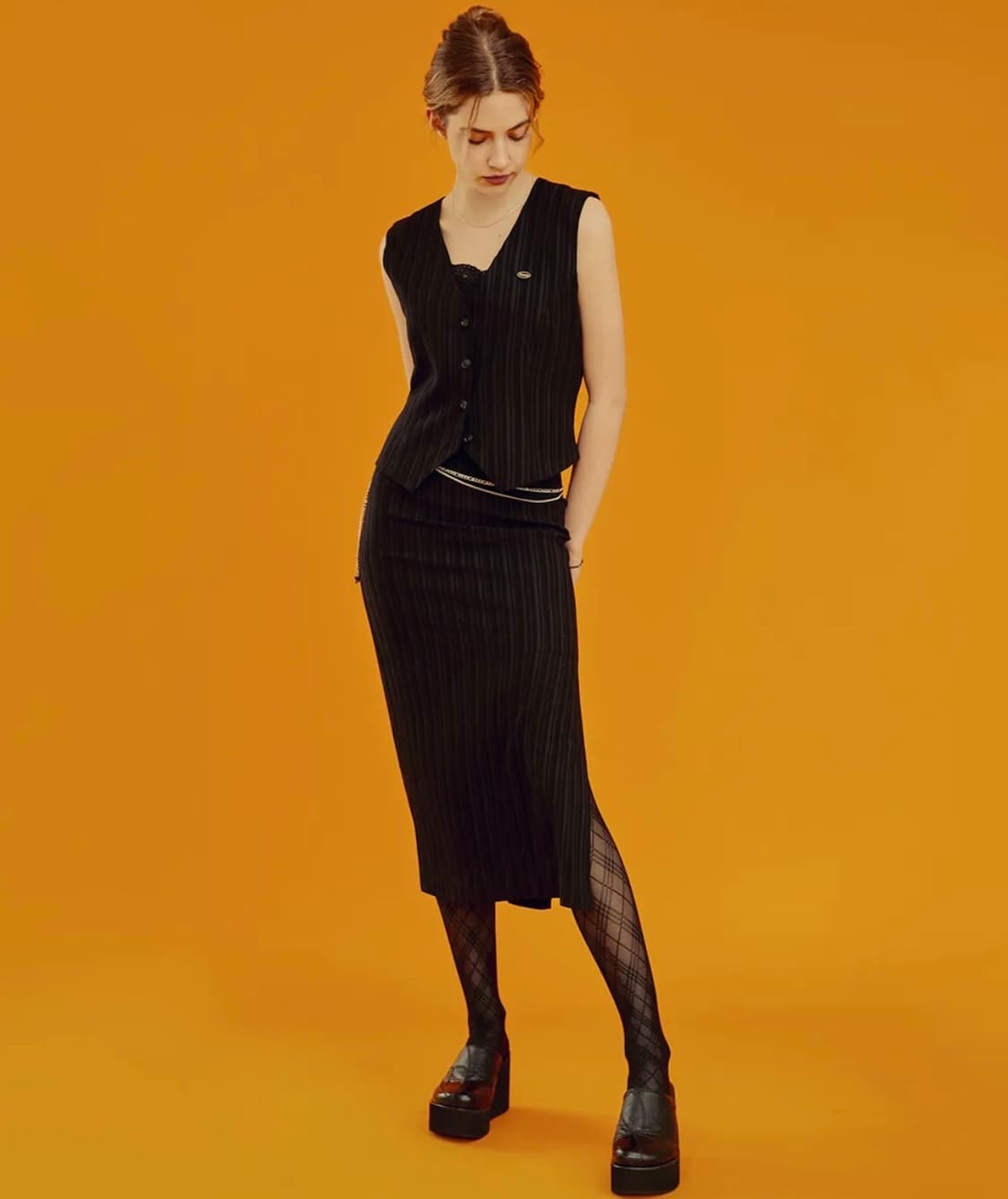 팬시클럽 블런트 슬릿 롱스커트 상품이미지1