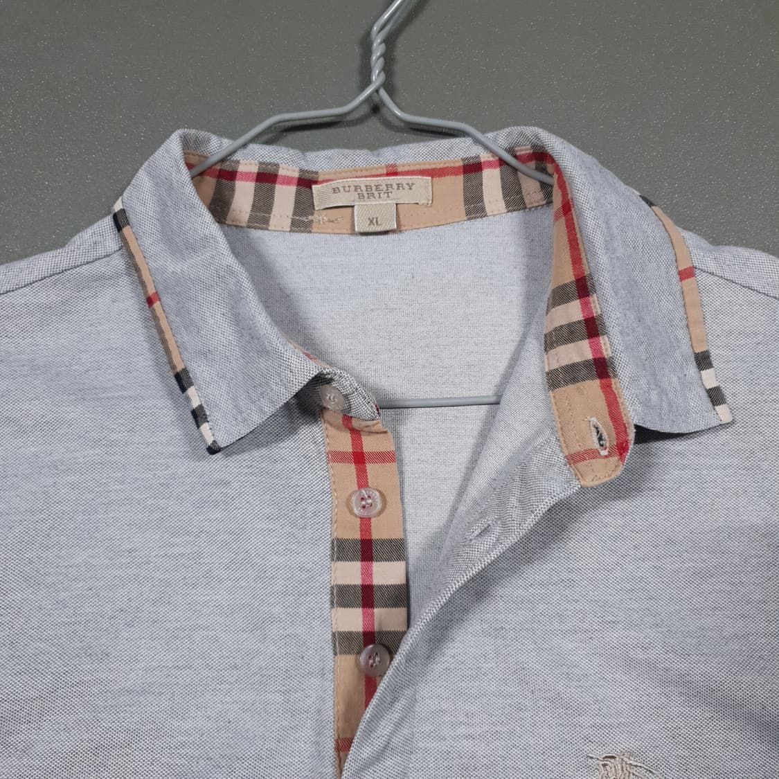 여성 XL) 버버리 크레스트 노바체크 반팔 카라티 폴로 피케 셔츠 그레이 상품이미지7